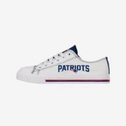 FOCO New England Patriots Low Top White Canvas Shoe