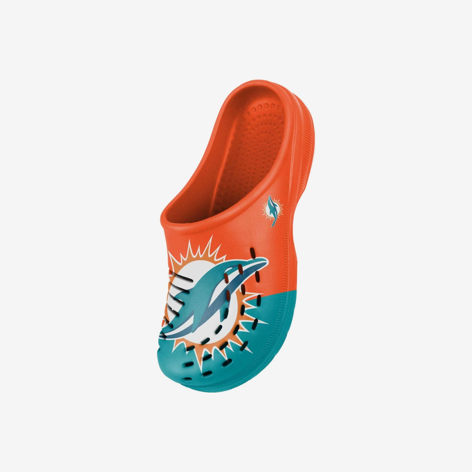 FOCO Miami Dolphins Youth Colorblock Big Logo Clog 4 FOCO Miami Dolphins Youth Colorblock Big Logo Clog - Image 2
