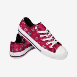 FOCO Washington Nationals Womens Low Top Repeat Print Canvas Shoe -FOCO Shop SNWMMBLTRPCNVWN g4