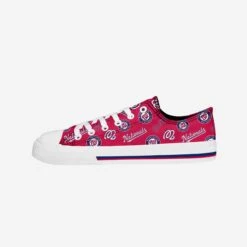 FOCO Washington Nationals Womens Low Top Repeat Print Canvas Shoe