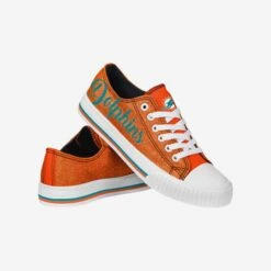 FOCO Miami Dolphins Womens Color Glitter Low Top Canvas Shoes -FOCO Shop SNWMNFCGLTMD g4