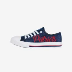 FOCO New England Patriots Womens Color Glitter Low Top Canvas Shoes