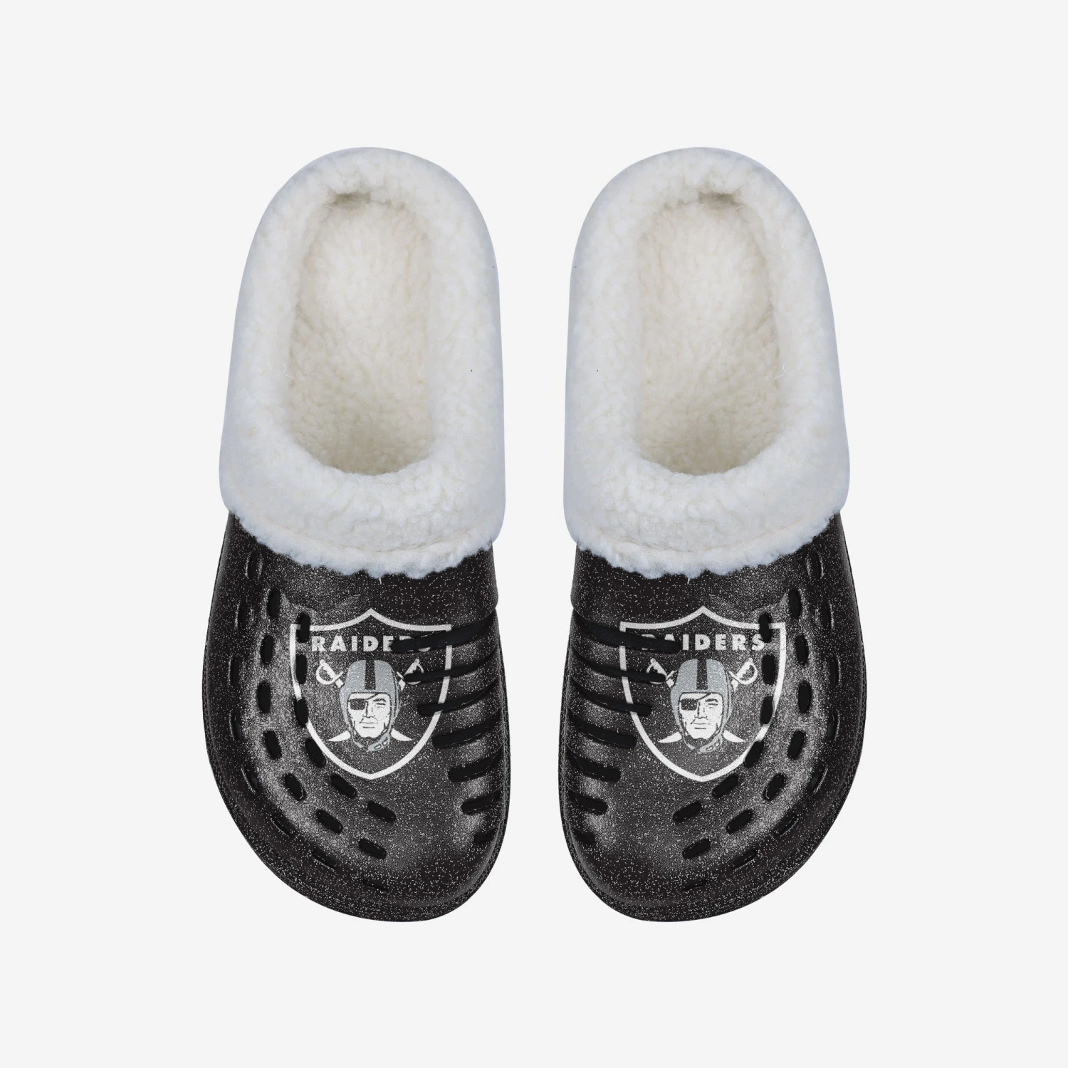 FOCO Las Vegas Raiders Womens Sherpa Lined Glitter Clog 6 FOCO Las Vegas Raiders Womens Sherpa Lined Glitter Clog - Image 4