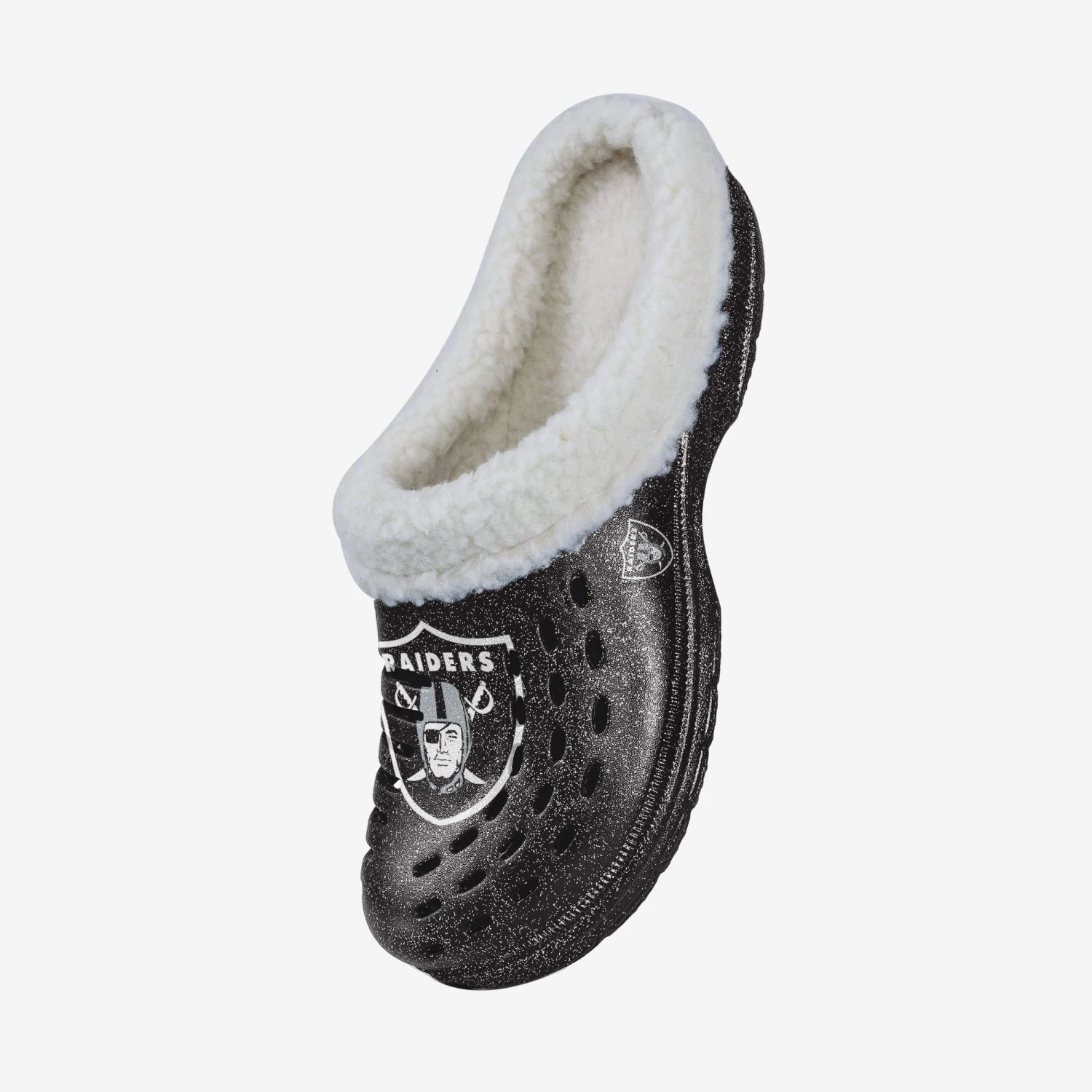 FOCO Las Vegas Raiders Womens Sherpa Lined Glitter Clog 4 FOCO Las Vegas Raiders Womens Sherpa Lined Glitter Clog - Image 2