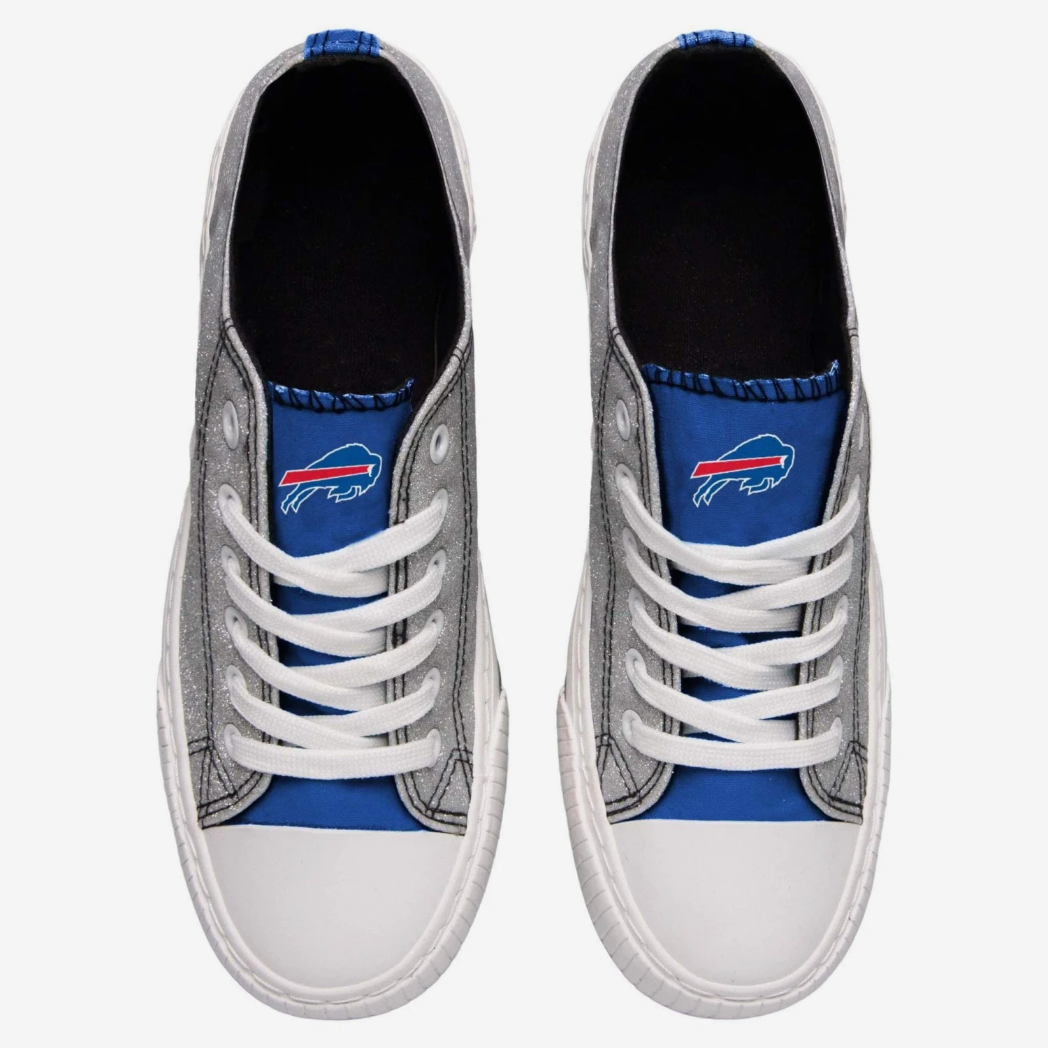 FOCO Buffalo Bills Womens Glitter Low Top Canvas Shoe 4 FOCO Buffalo Bills Womens Glitter Low Top Canvas Shoe - Image 2