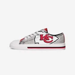 FOCO Kansas City Chiefs Womens Glitter Low Top Canvas Shoe