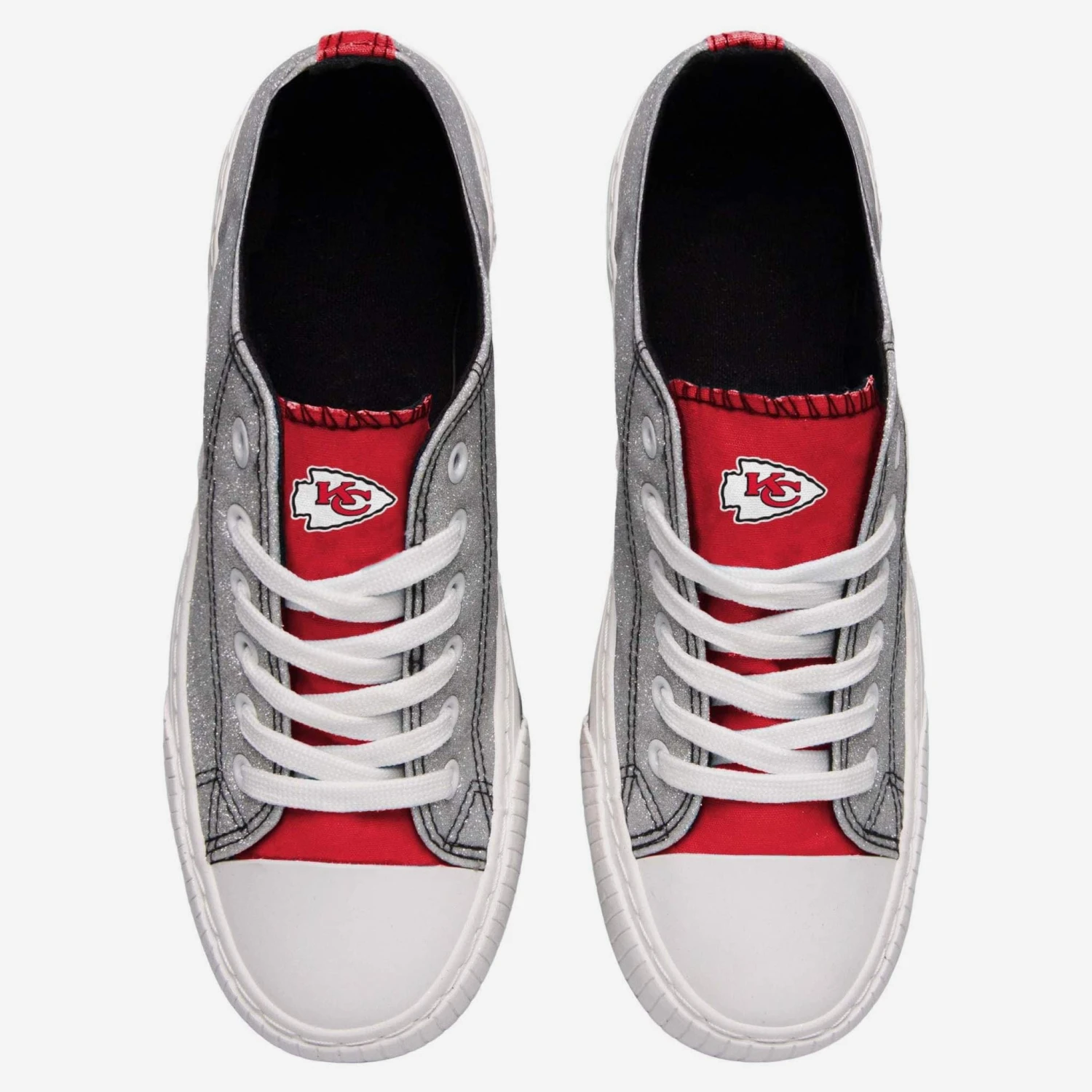 FOCO Kansas City Chiefs Womens Glitter Low Top Canvas Shoe 3 FOCO Kansas City Chiefs Womens Glitter Low Top Canvas Shoe - Image 2