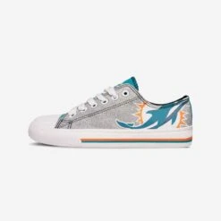 FOCO Miami Dolphins Womens Glitter Low Top Canvas Shoe