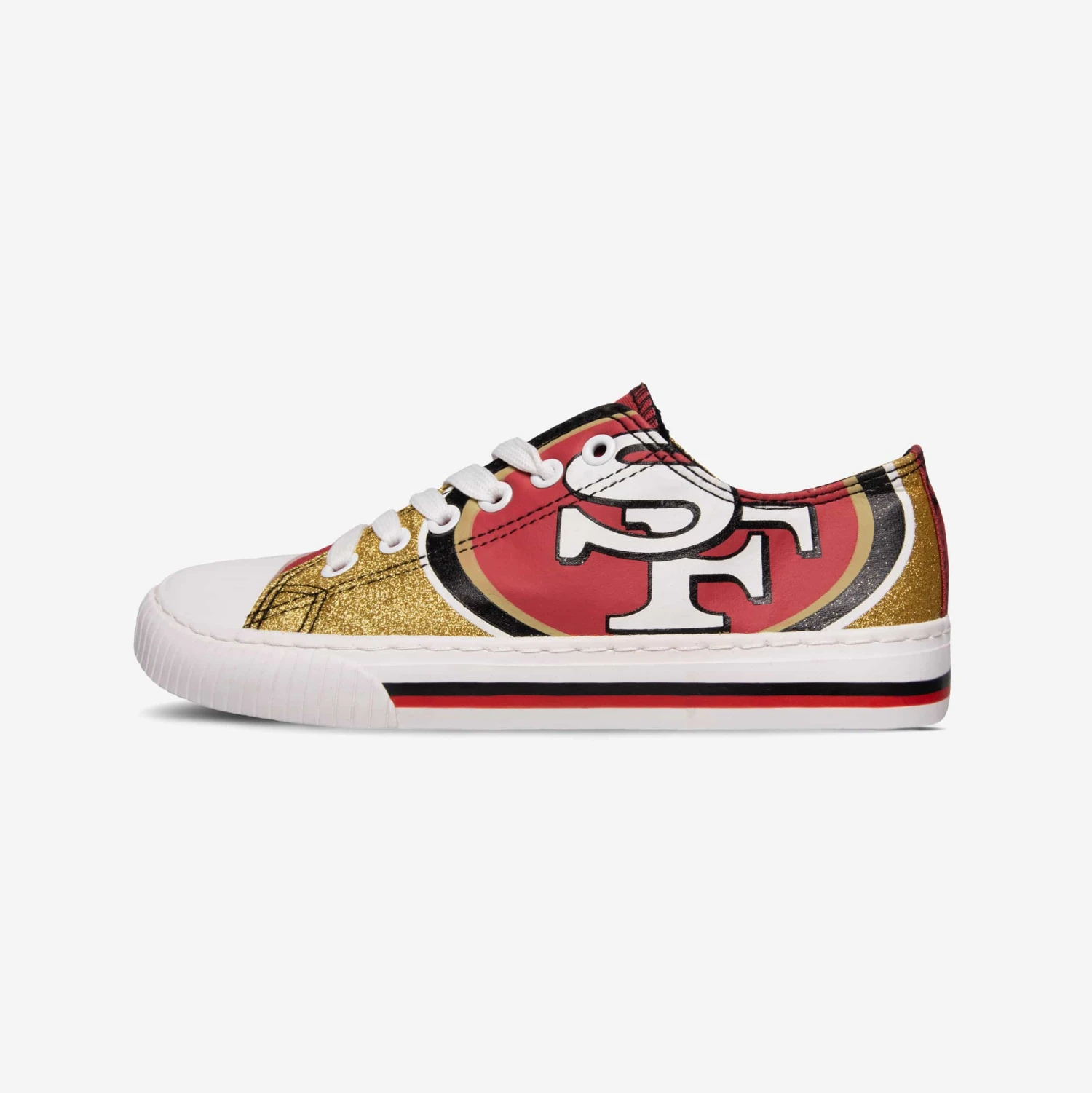 FOCO San Francisco 49ers Womens Glitter Low Top Canvas Shoe 3 FOCO San Francisco 49ers Womens Glitter Low Top Canvas Shoe