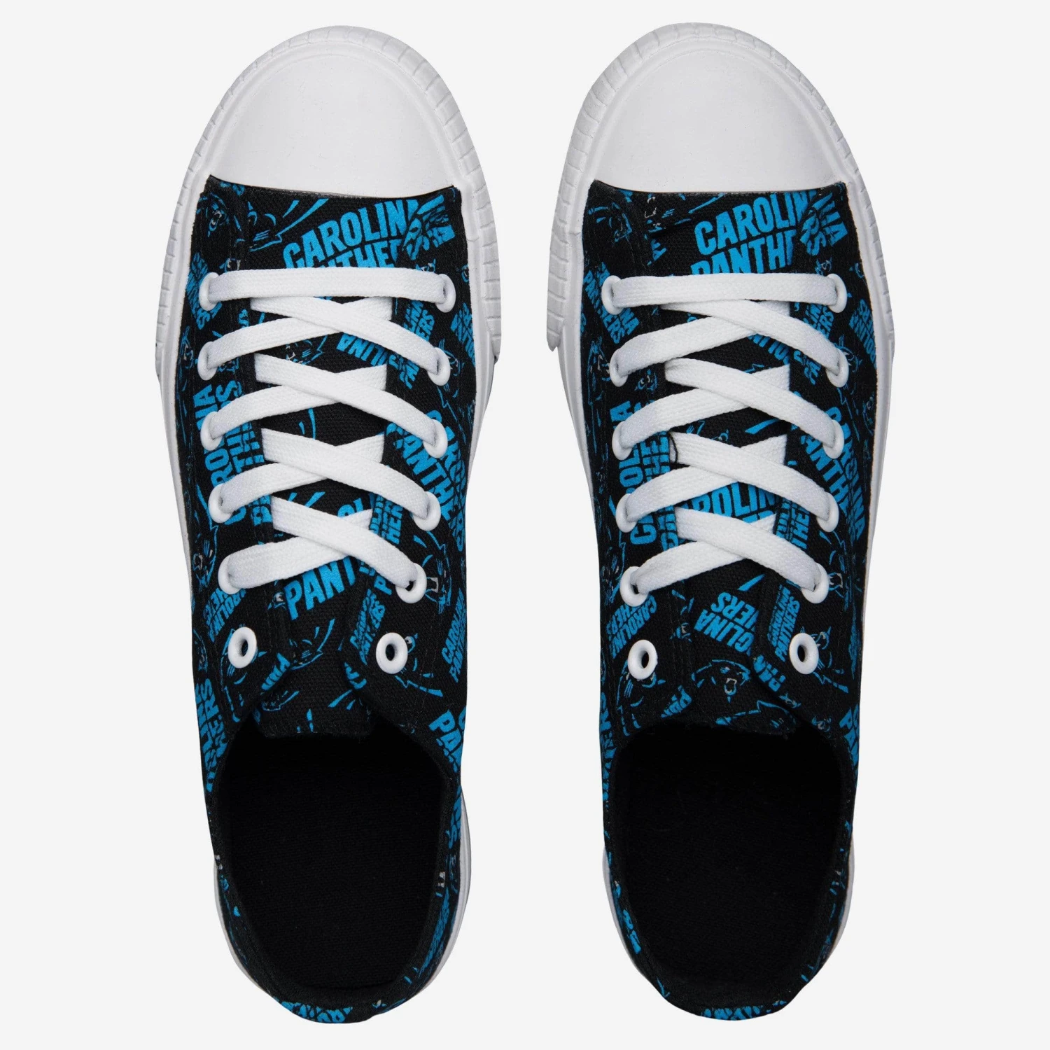 FOCO Carolina Panthers Womens Low Top Repeat Print Canvas Shoe 4 FOCO Carolina Panthers Womens Low Top Repeat Print Canvas Shoe - Image 2