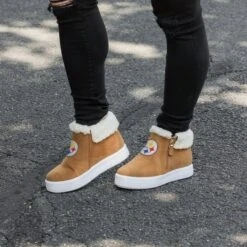 FOCO Pittsburgh Steelers Womens Fuzzy Brim Zipper Boot -FOCO Shop SNWMNFSHZPPS g3