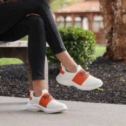 FOCO Denver Broncos Womens Script Wordmark White Slip On Sneakers -FOCO Shop SNWMNFSWWHSODB g3