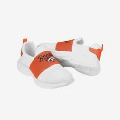 FOCO Denver Broncos Womens Script Wordmark White Slip On Sneakers -FOCO Shop SNWMNFSWWHSODB g5