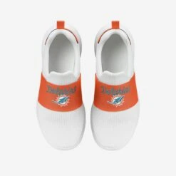 FOCO Miami Dolphins Womens Script Wordmark White Slip On Sneakers -FOCO Shop SNWMNFSWWHSOMD g4