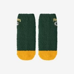 FOCO Green Bay Packers 2 Pack Womens Script Logo Fuzzy Ankle Socks -FOCO Shop SOWMNFANFSL2PGP g4