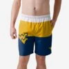 FOCO West Virginia Mountaineers 3 Stripe Big Logo Swimming Trunks -FOCO Shop SRTNC3SBLTSMTKWV p