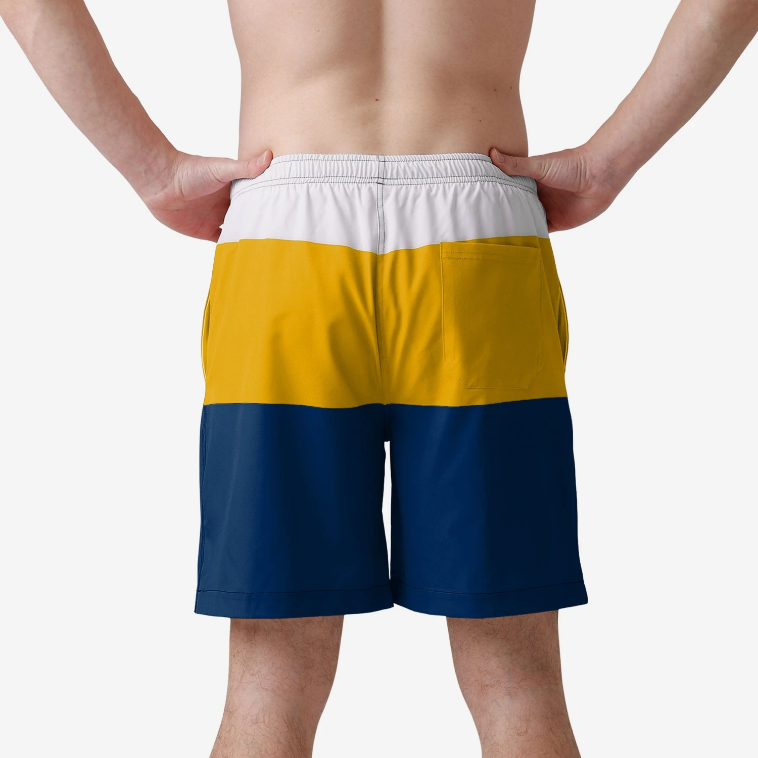 FOCO West Virginia Mountaineers 3 Stripe Big Logo Swimming Trunks 4 FOCO West Virginia Mountaineers 3 Stripe Big Logo Swimming Trunks - Image 2