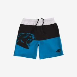 FOCO Carolina Panthers 3 Stripe Big Logo Swimming Trunks -FOCO Shop SRTNF3SBLTSMTKCP g3