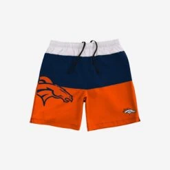 FOCO Denver Broncos 3 Stripe Big Logo Swimming Trunks -FOCO Shop SRTNF3SBLTSMTKDB g3