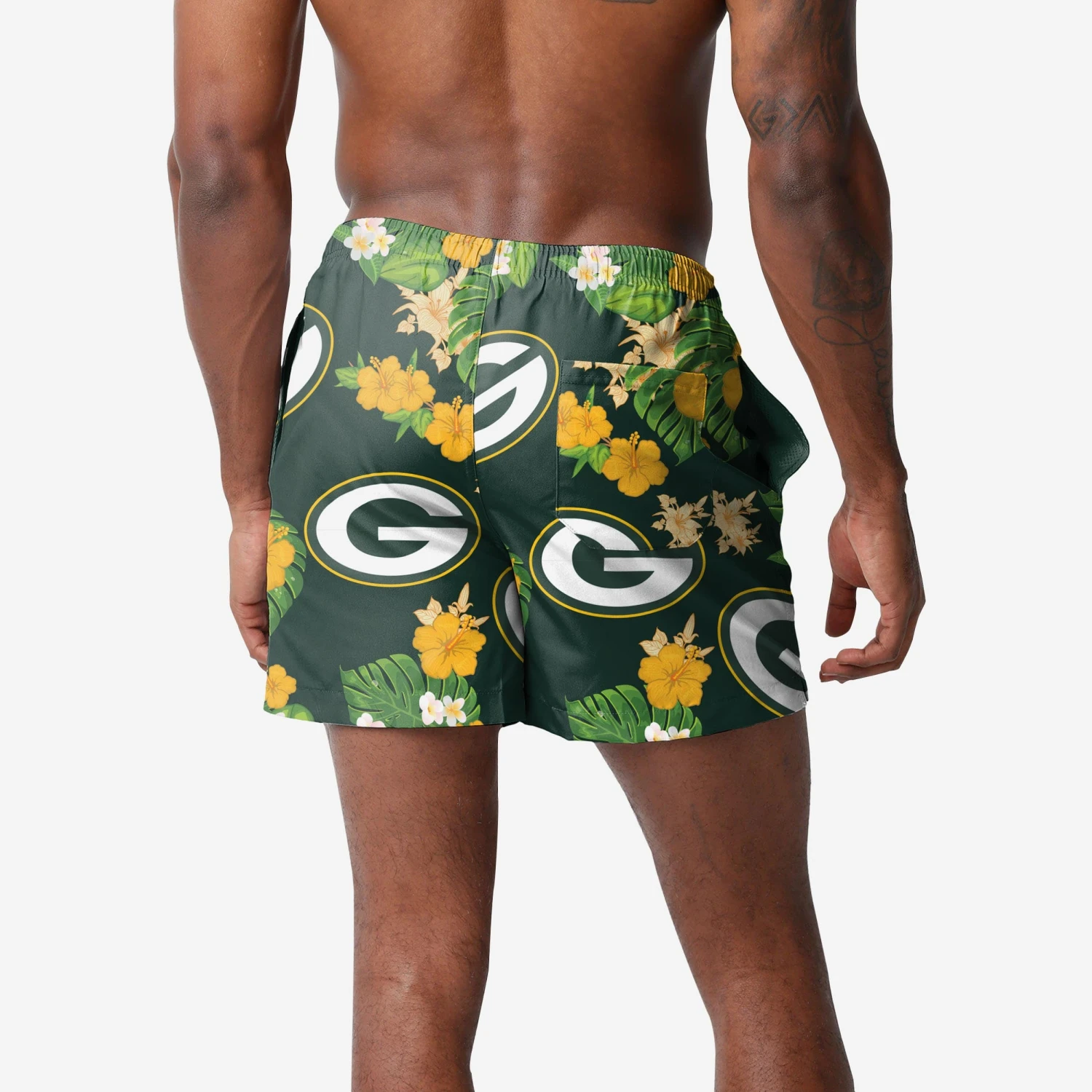FOCO Green Bay Packers Floral Swimming Trunks 4 FOCO Green Bay Packers Floral Swimming Trunks - Image 2