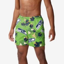 FOCO Seattle Seahawks Floral Swimming Trunks