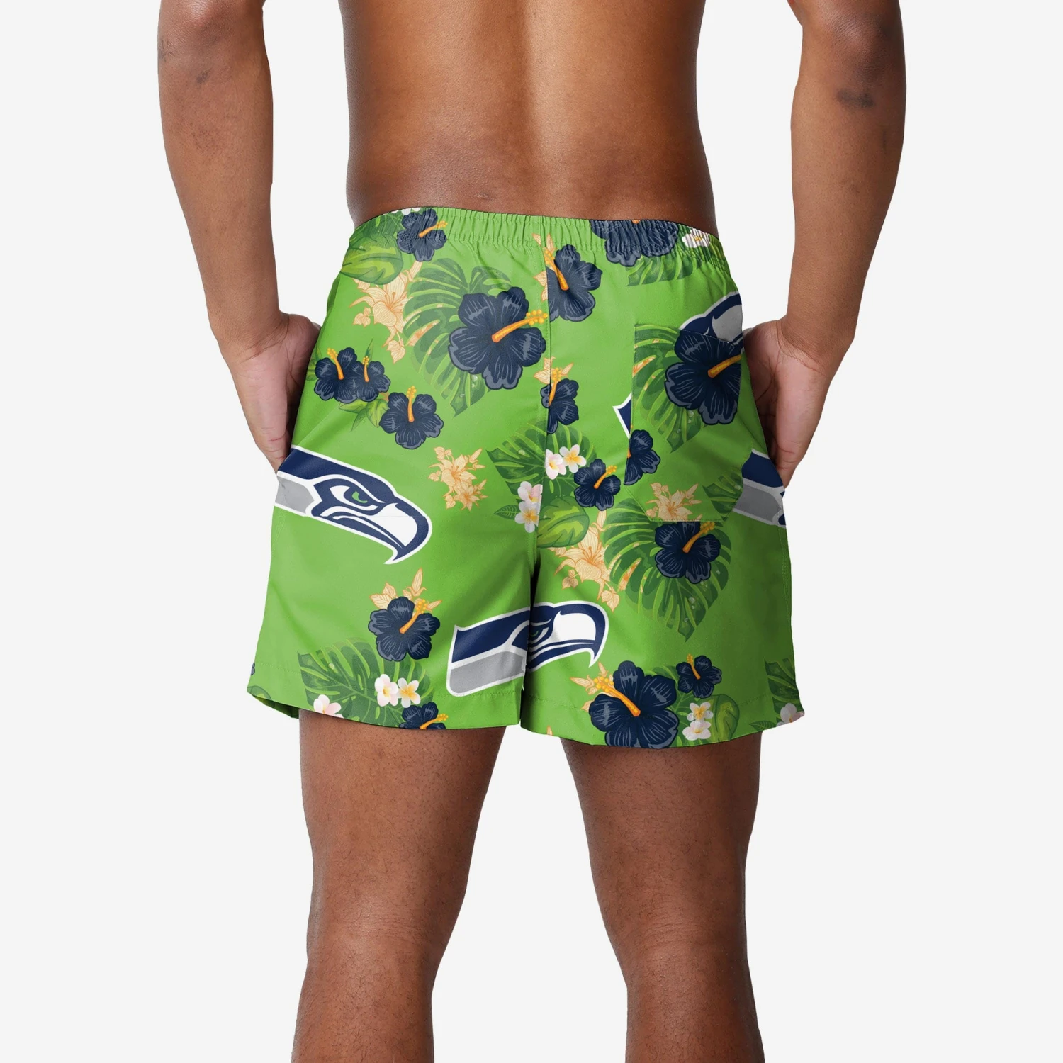 FOCO Seattle Seahawks Floral Swimming Trunks 4 FOCO Seattle Seahawks Floral Swimming Trunks - Image 2