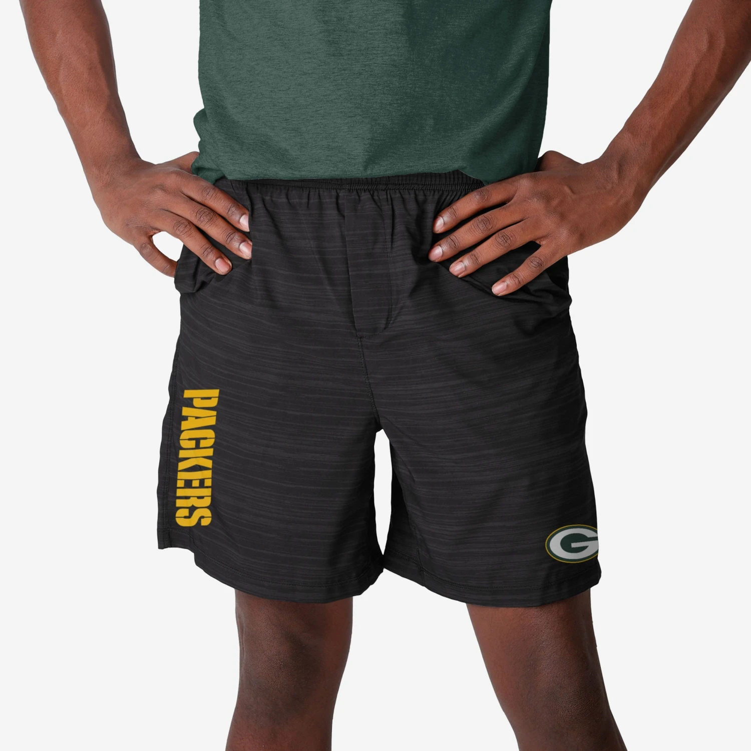 FOCO Green Bay Packers Heathered Black Woven Liner Shorts 3 FOCO Green Bay Packers Heathered Black Woven Liner Shorts