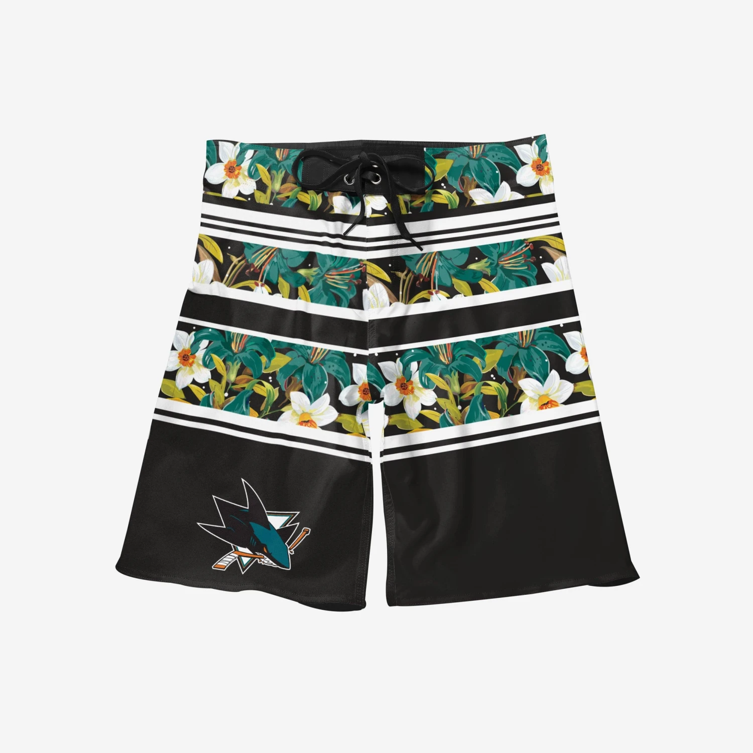 FOCO San Jose Sharks Floral Stripe Boardshorts 5 FOCO San Jose Sharks Floral Stripe Boardshorts - Image 3
