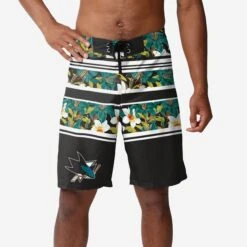 FOCO San Jose Sharks Floral Stripe Boardshorts