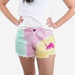 FOCO Detroit Lions Womens Tie-Dye Rush Denim Shorts