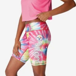FOCO Pittsburgh Steelers Womens Tie-Dye Bike Shorts