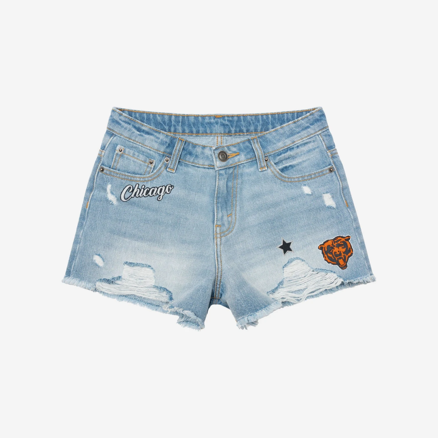 FOCO Chicago Bears Womens Team Logo Denim Shorts 5 FOCO Chicago Bears Womens Team Logo Denim Shorts - Image 3