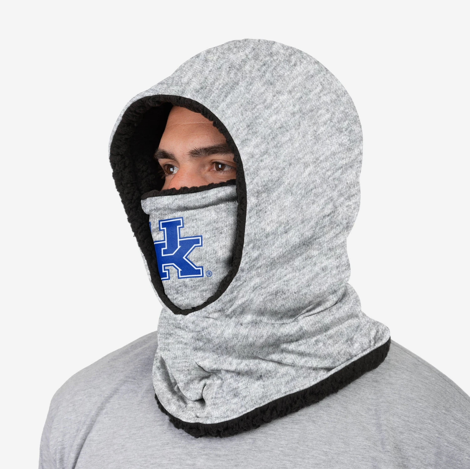 FOCO Kentucky Wildcats Heather Grey Big Logo Hooded Gaiter 4 FOCO Kentucky Wildcats Heather Grey Big Logo Hooded Gaiter - Image 2