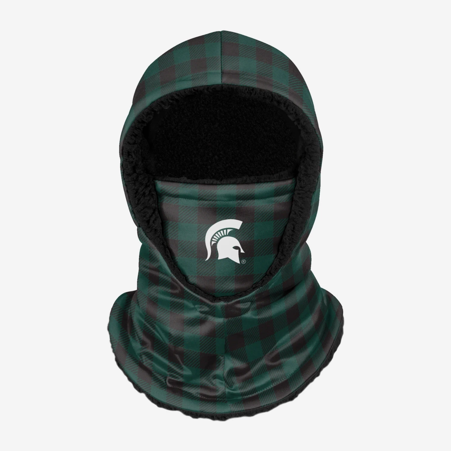 FOCO Michigan State Spartans Plaid Hooded Gaiter 3 FOCO Michigan State Spartans Plaid Hooded Gaiter