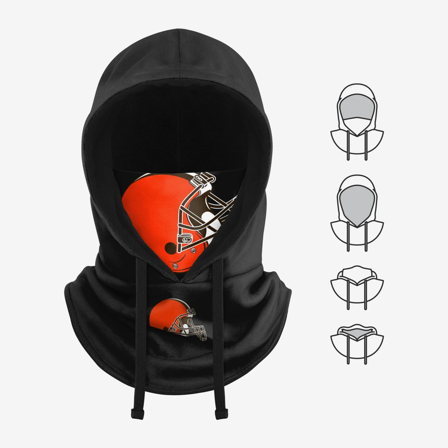 FOCO Cleveland Browns Black Drawstring Hooded Gaiter 7 FOCO Cleveland Browns Black Drawstring Hooded Gaiter - Image 5