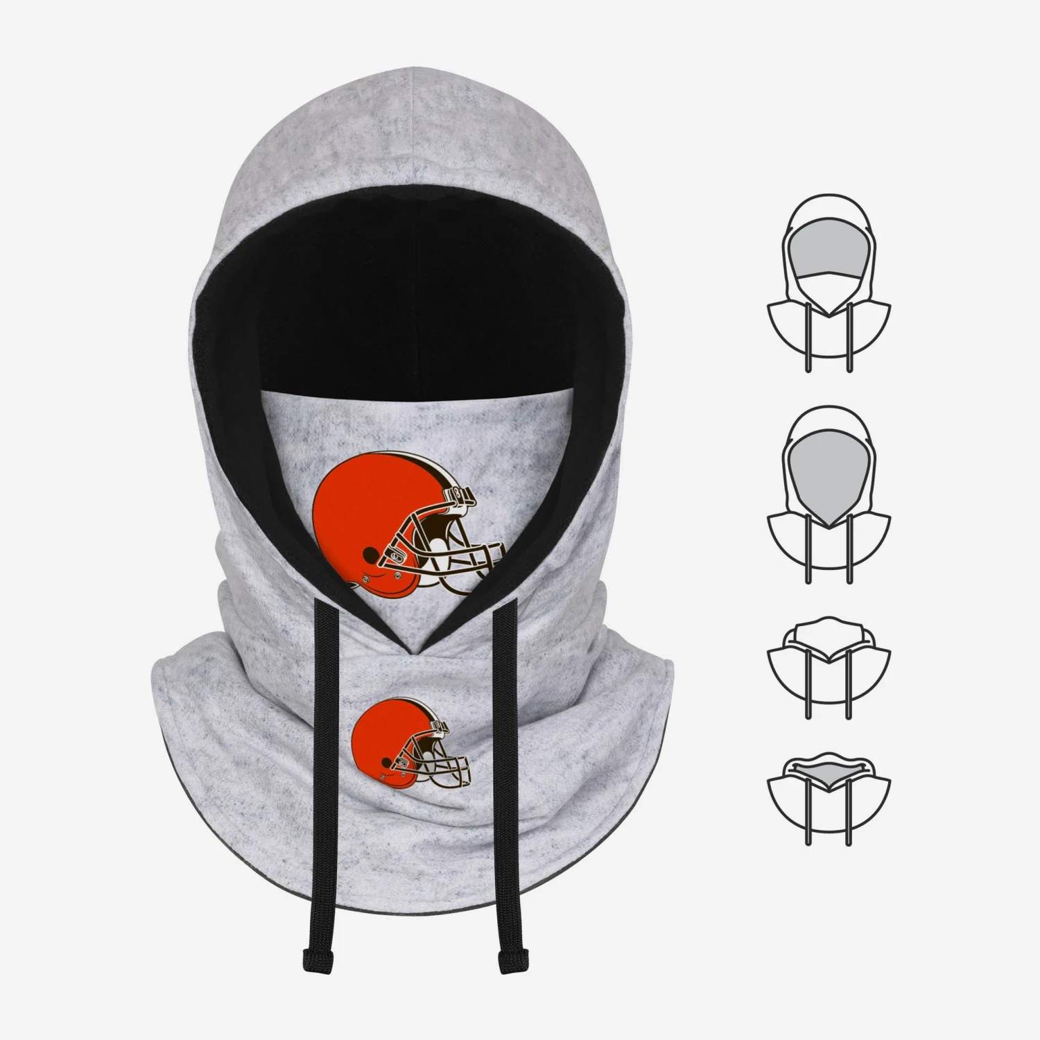 FOCO Cleveland Browns Heather Gray Drawstring Hooded Gaiter Scarf 7 FOCO Cleveland Browns Heather Gray Drawstring Hooded Gaiter Scarf - Image 5