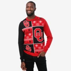 FOCO Oklahoma Sooners Busy Block Snowfall Sweater