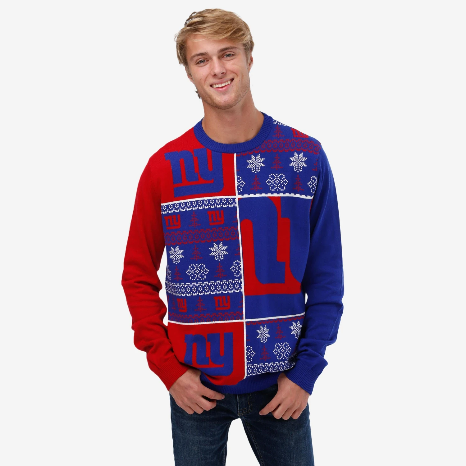 FOCO New York Giants Busy Block Snowfall Sweater 3 FOCO New York Giants Busy Block Snowfall Sweater