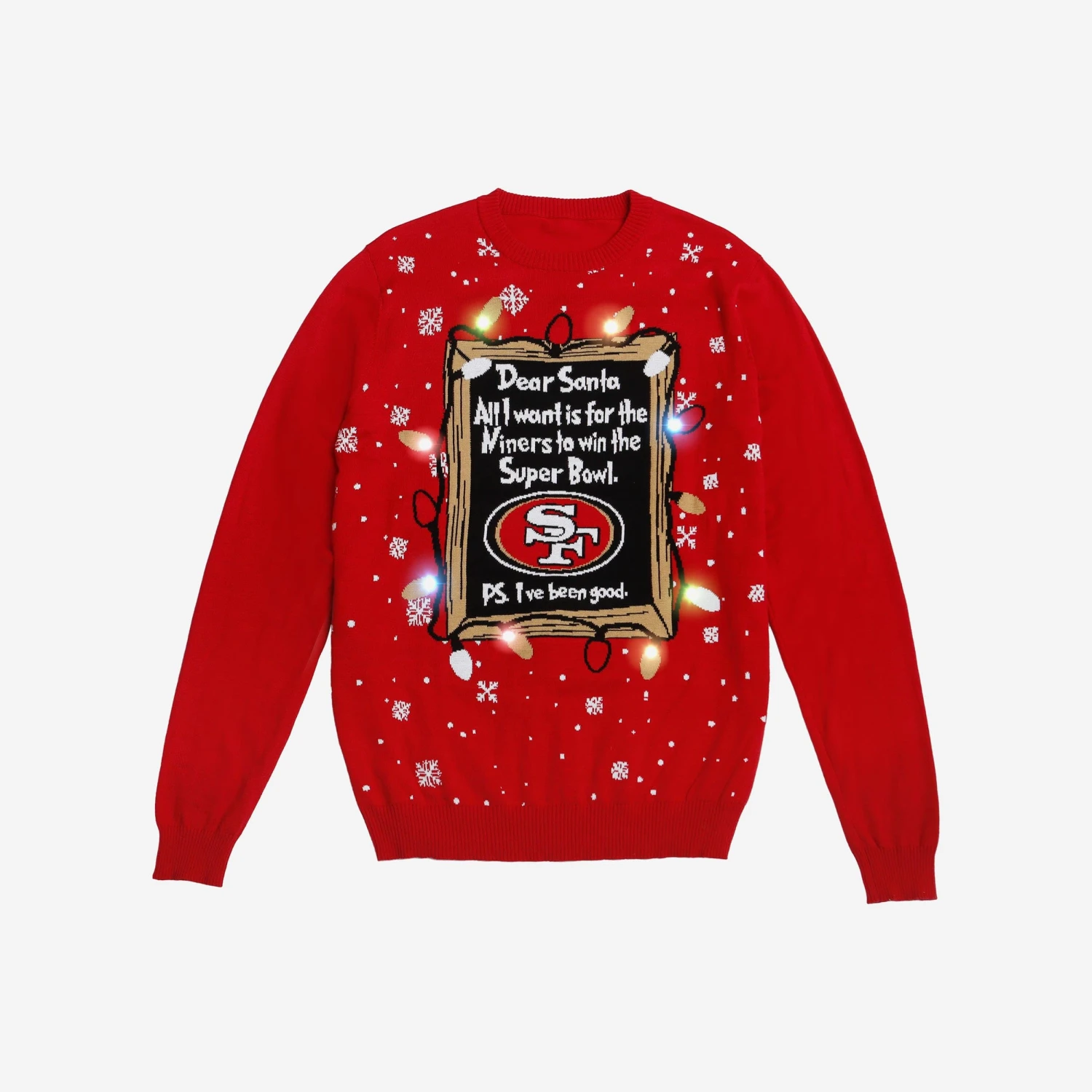 FOCO San Francisco 49ers Dear Santa Light Up Sweater 5 FOCO San Francisco 49ers Dear Santa Light Up Sweater - Image 3