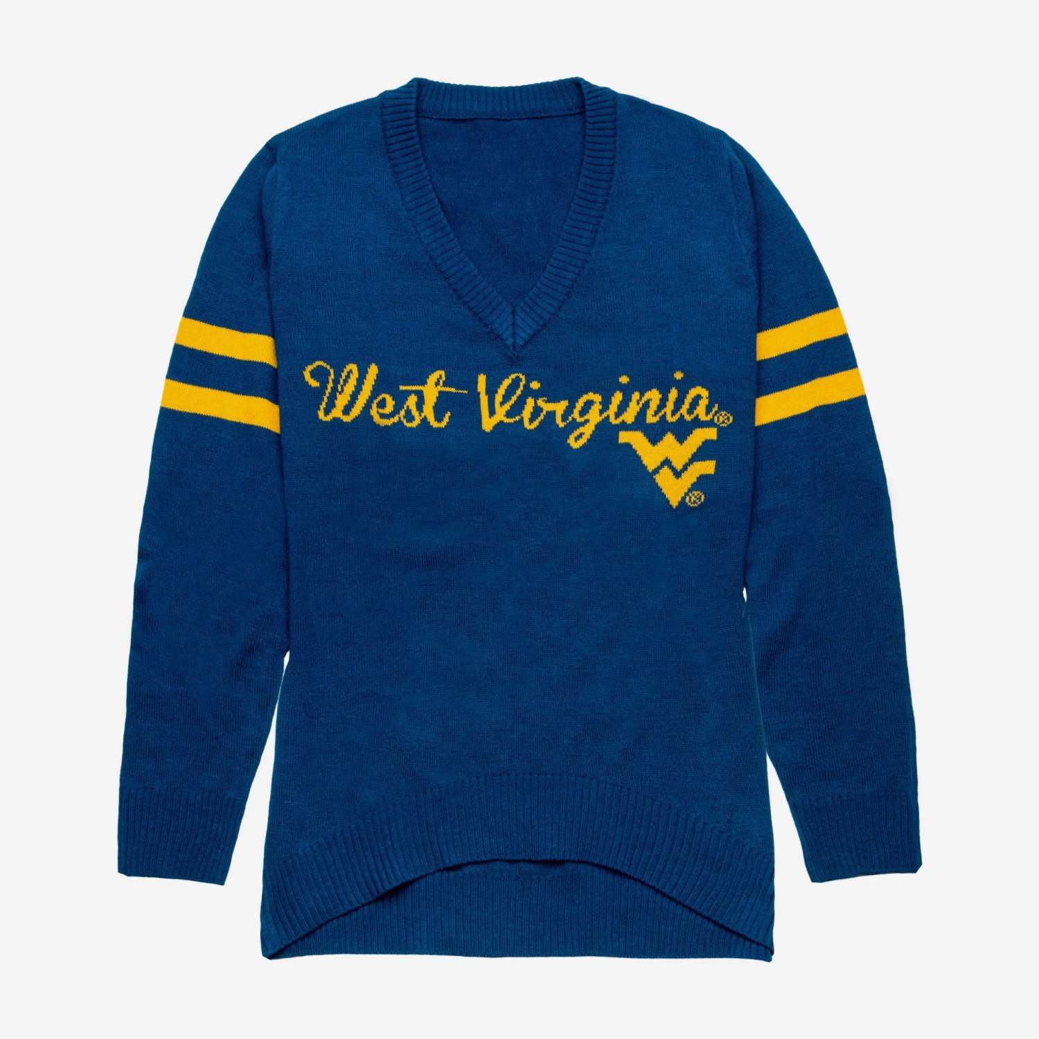 FOCO West Virginia Mountaineers Womens Vintage Stripe Sweater 4 FOCO West Virginia Mountaineers Womens Vintage Stripe Sweater - Image 2