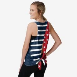 FOCO Boston Red Sox Womens Americana Tie-Breaker Sleeveless Top