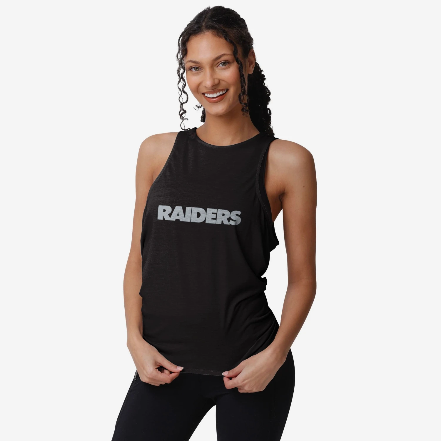 FOCO Las Vegas Raiders Womens Wordmark Mini Print Tie-Breaker Sleeveless Top 4 FOCO Las Vegas Raiders Womens Wordmark Mini Print Tie-Breaker Sleeveless Top - Image 2