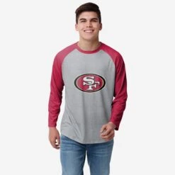 FOCO San Francisco 49ers Gray Big Logo Raglan T-Shirt