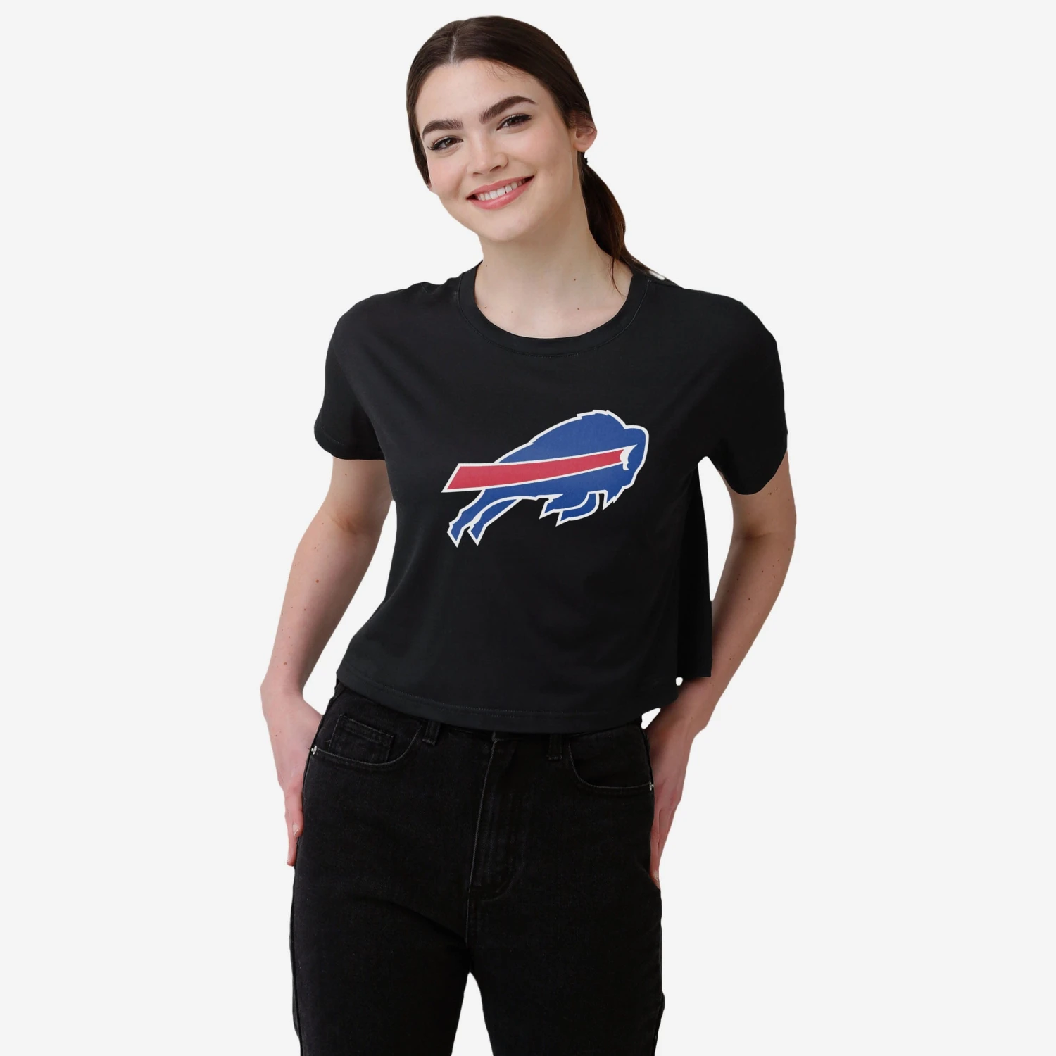 FOCO Buffalo Bills Womens Black Big Logo Crop Top 3 FOCO Buffalo Bills Womens Black Big Logo Crop Top