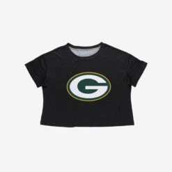 FOCO Green Bay Packers Womens Black Big Logo Crop Top -FOCO Shop TSCTNFBLKBLGP g3