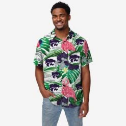 FOCO Kansas State Wildcats Flamingo Button Up Shirt