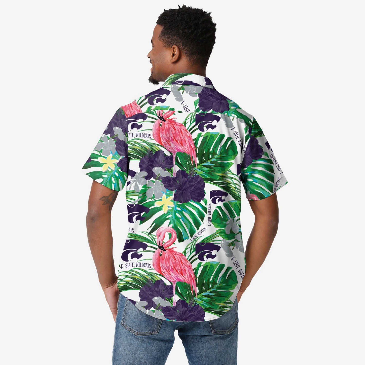 FOCO Kansas State Wildcats Flamingo Button Up Shirt 4 FOCO Kansas State Wildcats Flamingo Button Up Shirt - Image 2