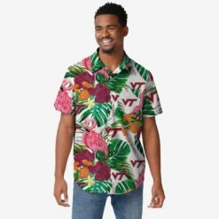 FOCO Virginia Tech Hokies Flamingo Button Up Shirt