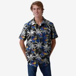 FOCO Kansas Jayhawks Black Floral Button Up Shirt