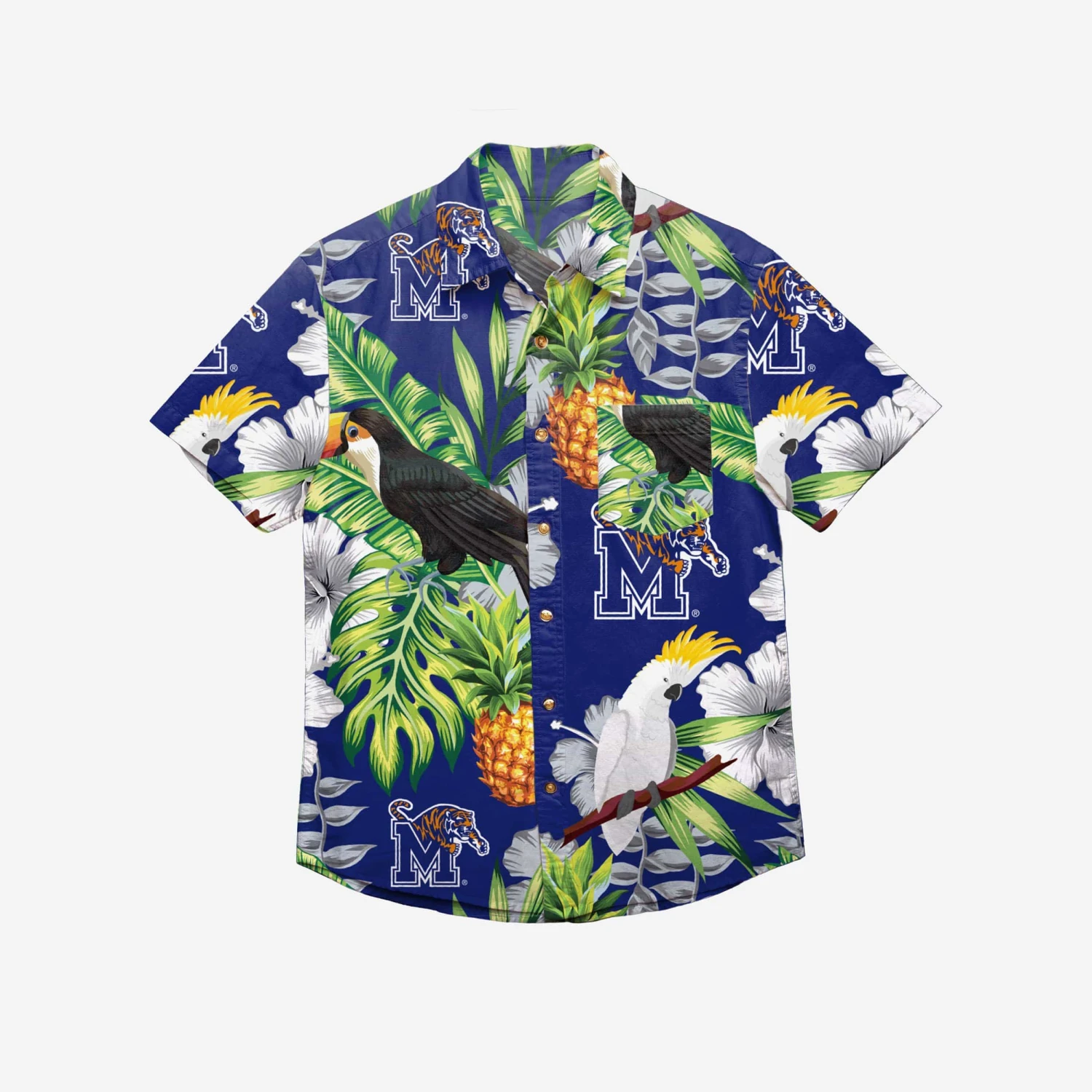 FOCO Memphis Tigers Floral Button Up Shirt 4 FOCO Memphis Tigers Floral Button Up Shirt - Image 2